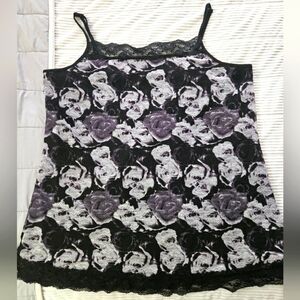 Maurices Floral Lace Women's Camisole - Black and Gray Size